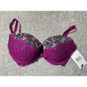 Underella by Ella Moss Womens 34DD Butterfly Stretch Lace Adjustable Purple